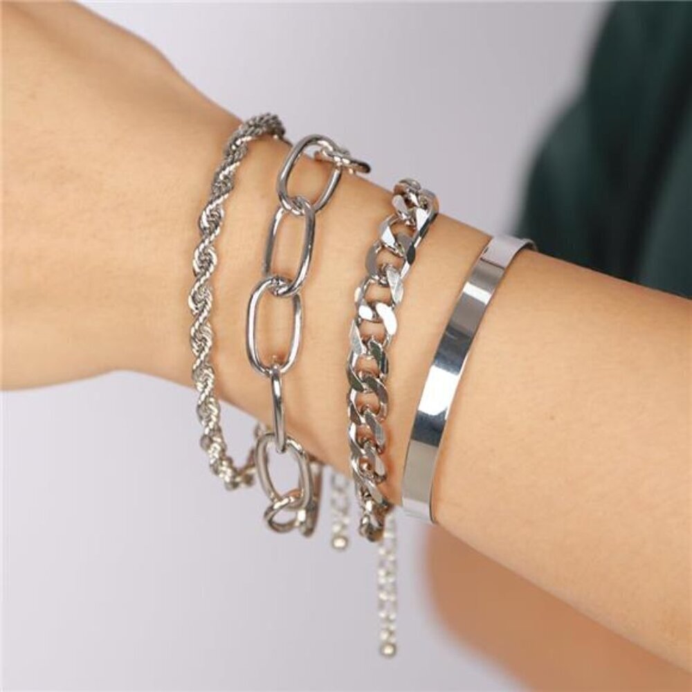 Dainty Boho Chain Bracelets Set for Women Adjustable Fashion Beaded Chunky - Picture 2 of 4
